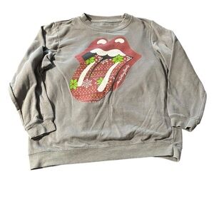 Women's Rolling Stones Christmas Fair Isle Graphic Sweatshirt Gray Size Large